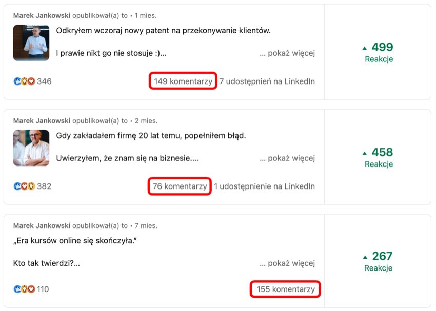 W efekcie content marketingu dostajesz komentarze, które mogą być pierwszym krokiem do budowania relacji